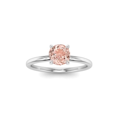 1 Ct Round Morganite & .06 Ctw Diamond Secret Halo Solitaire Ring