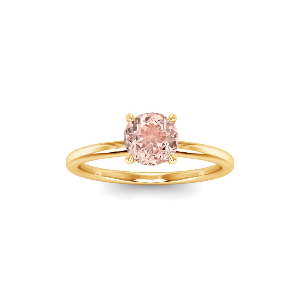 1 Ct Round Morganite & .06 Ctw Diamond Secret Halo Solitaire Ring