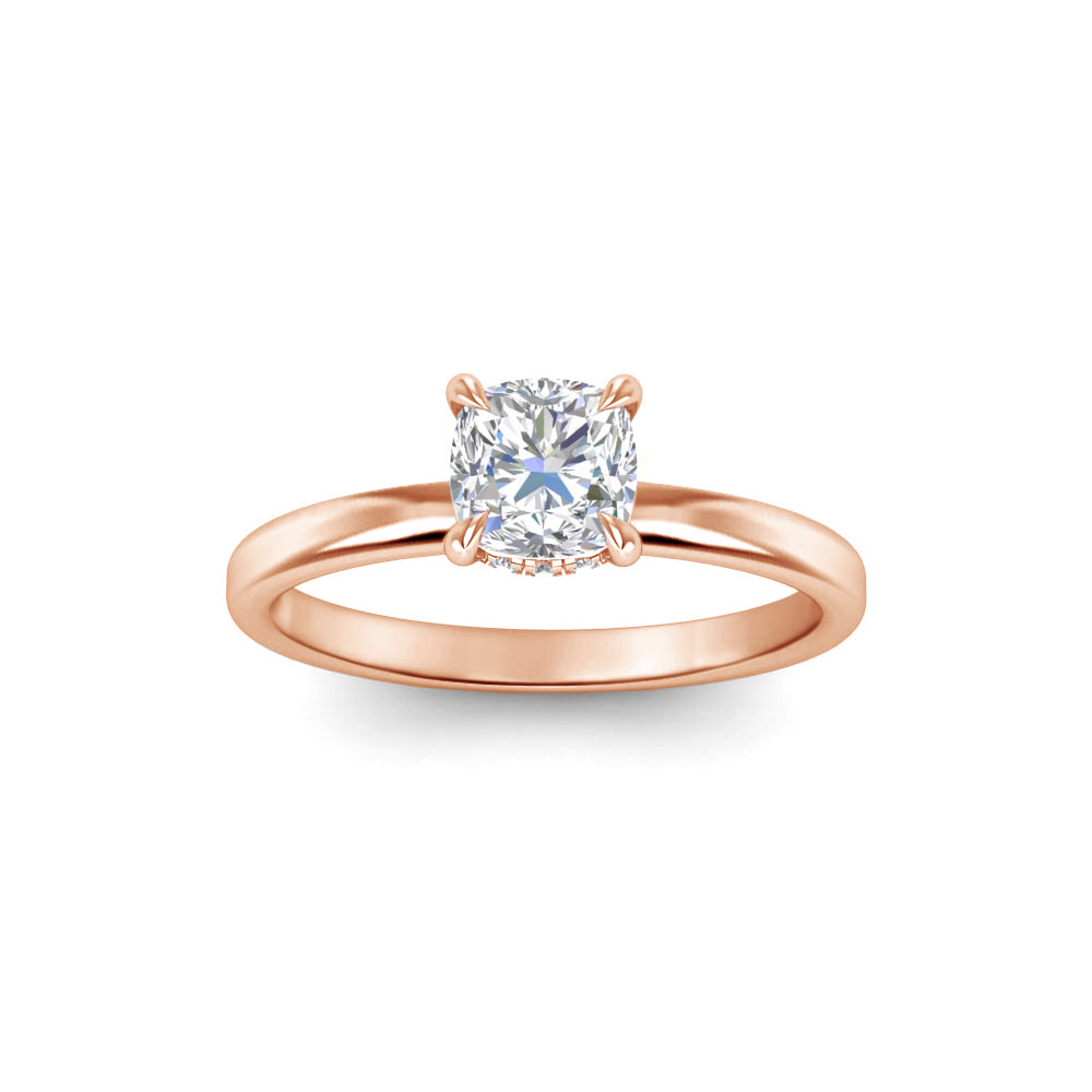 1 Ct Cushion Lab Diamond & .06 Ctw Diamond Secret Halo Solitaire Ring