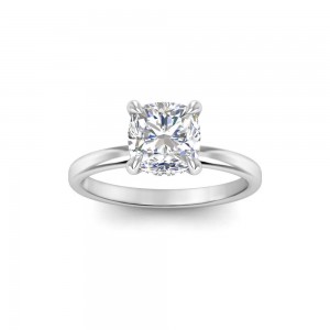 2 Ct Cushion Moissanite & .11 Ctw Diamond Secret Halo Engagement Ring
