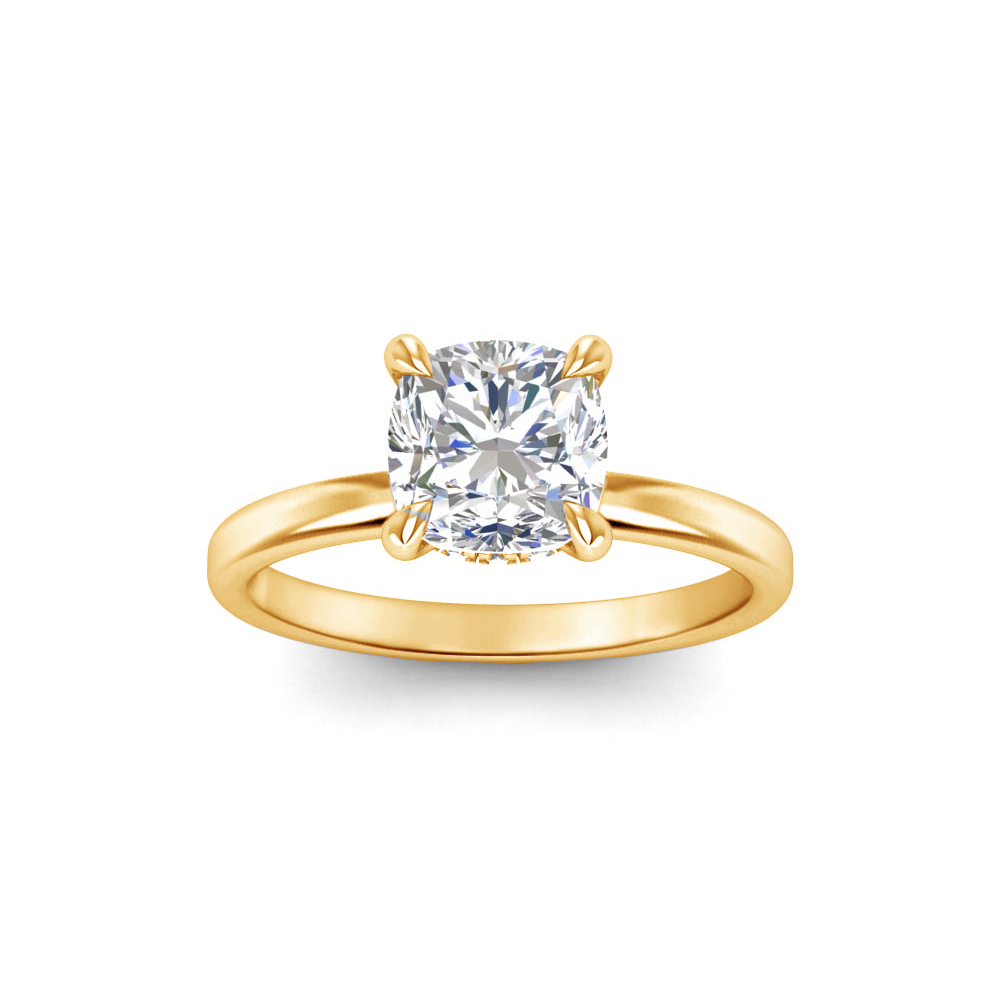 2 Ct Cushion Lab Diamond & .06 Ctw Diamond Secret Halo Solitaire Ring