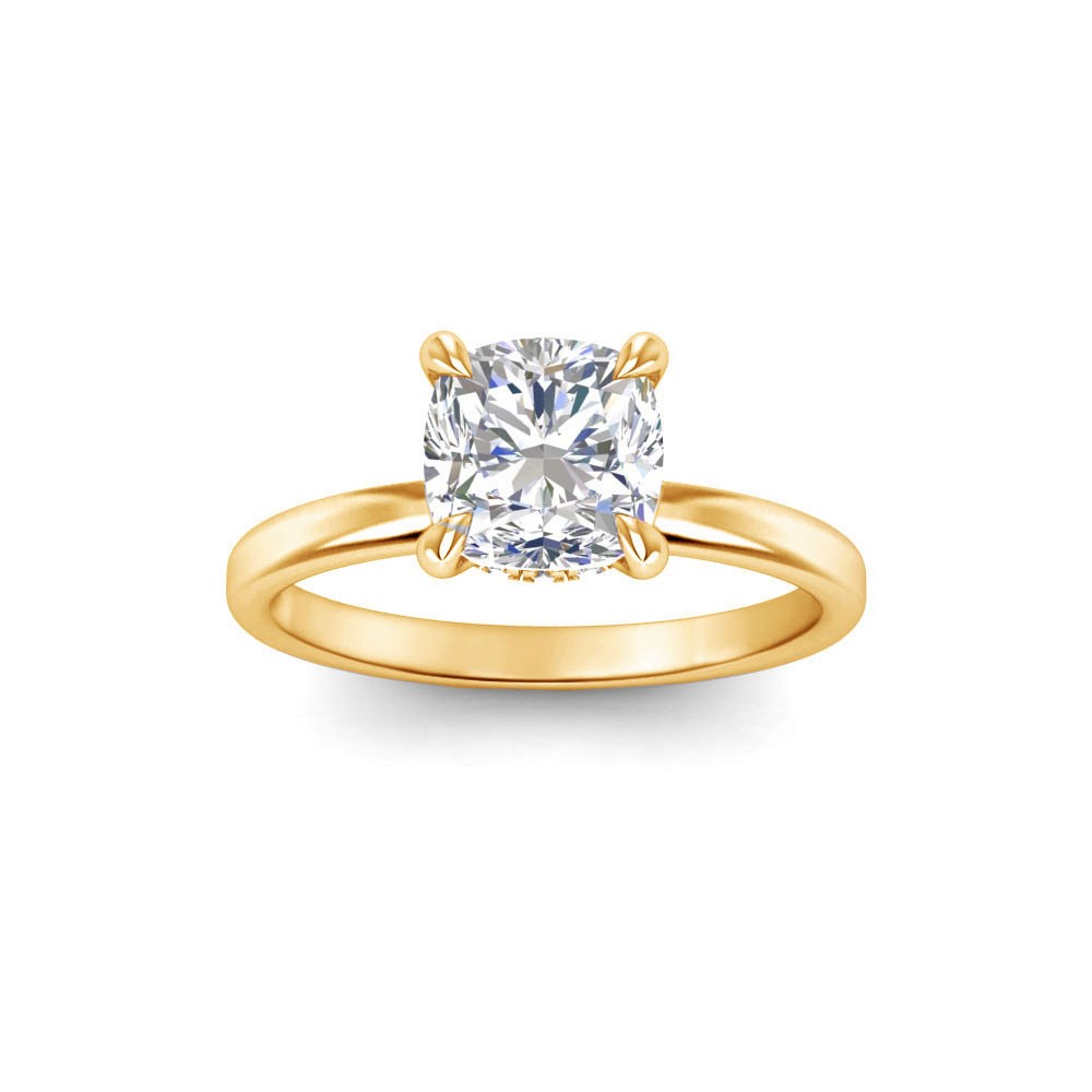 2 Ct Cushion Moissanite & .11 Ctw Diamond Secret Halo Engagement Ring