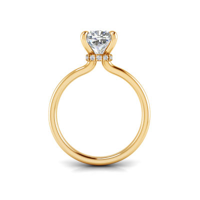 2 Ct Cushion Moissanite & .11 Ctw Diamond Secret Halo Engagement Ring
