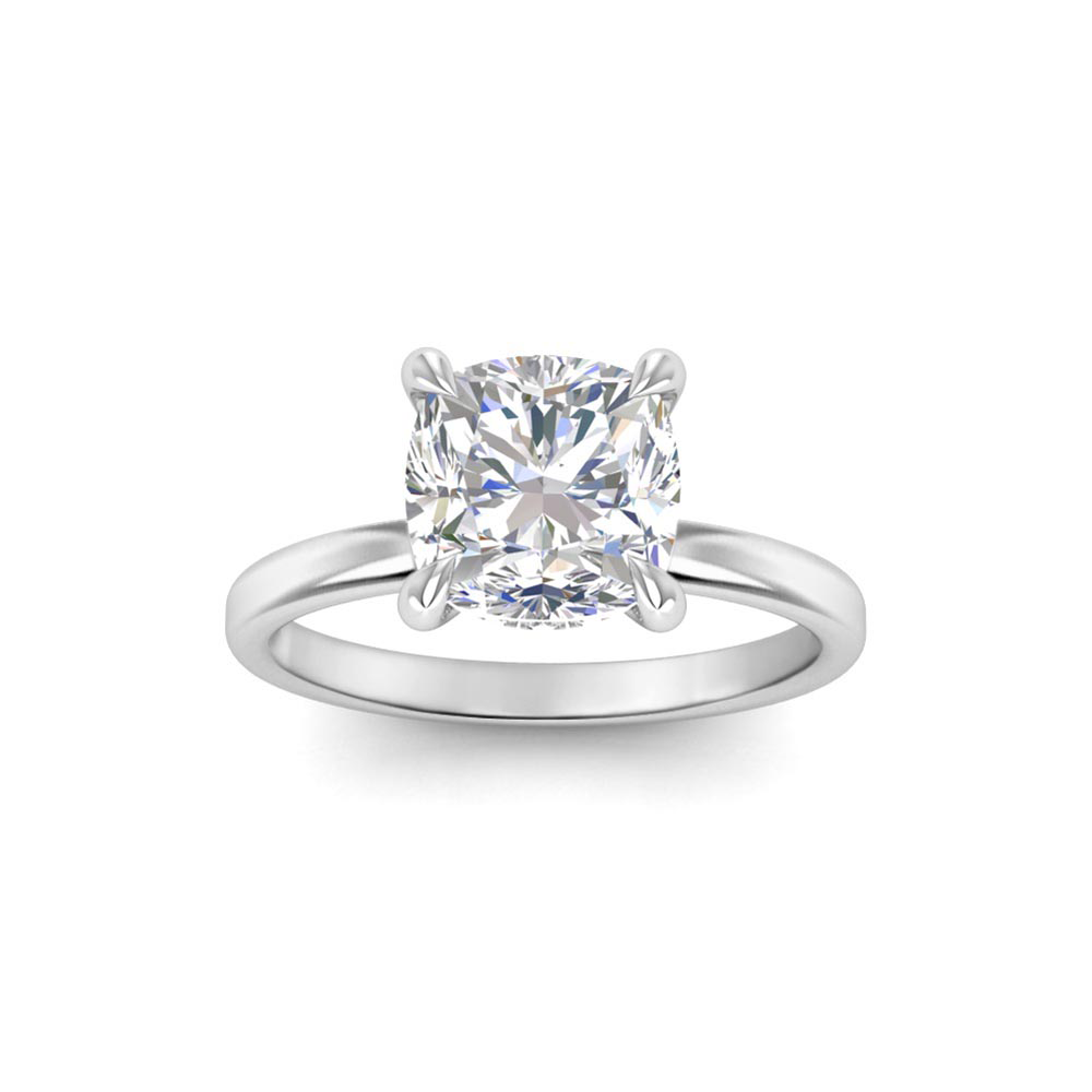 4 Ct Cushion Moissanite & .10 Ctw Diamond Secret Halo Solitaire Ring