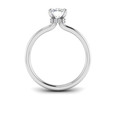 1 Ct Elongated Cushion Moissanite & .06 Ctw Diamond Secret Halo Solitaire Ring