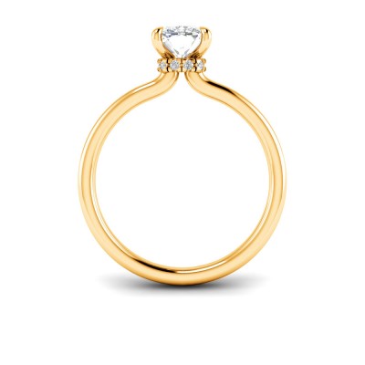 1.06 Ctw Elongated Cushion Diamond Whisper Secret Halo Solitaire Ring