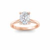 2 Ct Elongated Cushion Lab Diamond & .06 Ctw Diamond Secret Halo Solitaire Ring