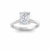 2.06 Ctw Elongated Cushion Diamond Whisper Secret Halo Solitaire Ring