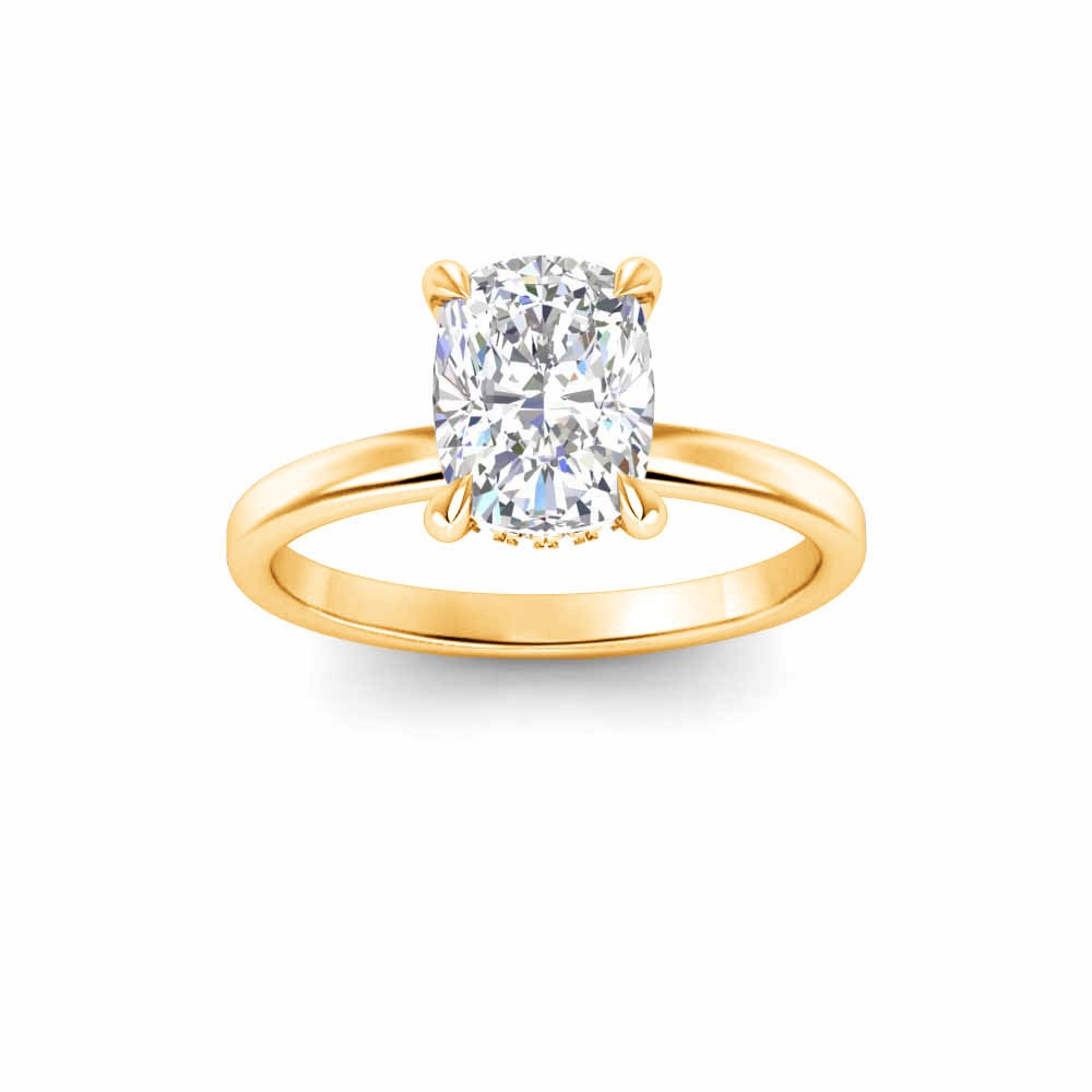 2 Ct Elongated Cushion Lab Diamond & .06 Ctw Diamond Secret Halo Solitaire Ring