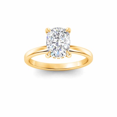 2 Ct Elongated Cushion Lab Diamond & .06 Ctw Diamond Secret Halo Solitaire Ring