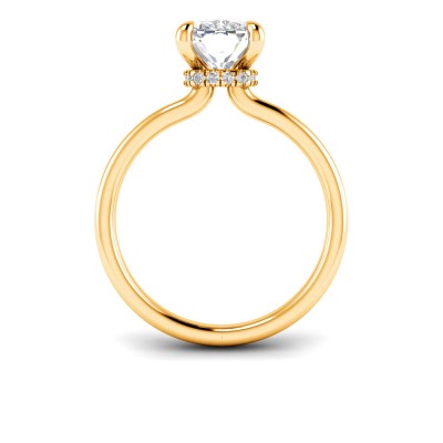 2 Ct Elongated Cushion Lab Diamond & .06 Ctw Diamond Secret Halo Solitaire Ring