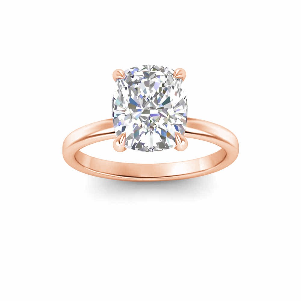 3 Ct Elongated Cushion Lab Diamond & .06 Ctw Diamond Secret Halo Solitaire Ring