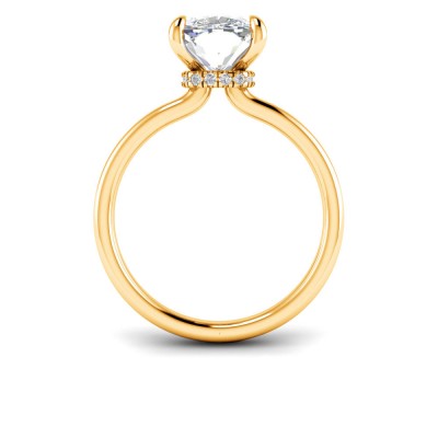 3.5 Ct Elongated Cushion Lab Diamond & .10 Ctw Diamond Secret Halo Solitaire Ring