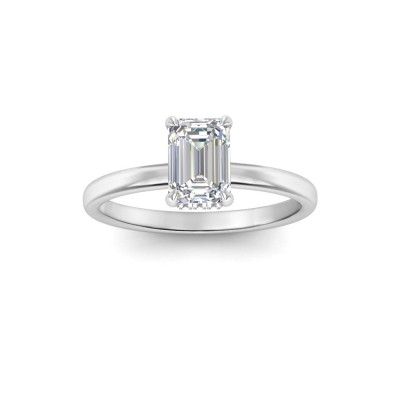 1.56 Ct Emerald CZ Secret Halo Solitaire Ring