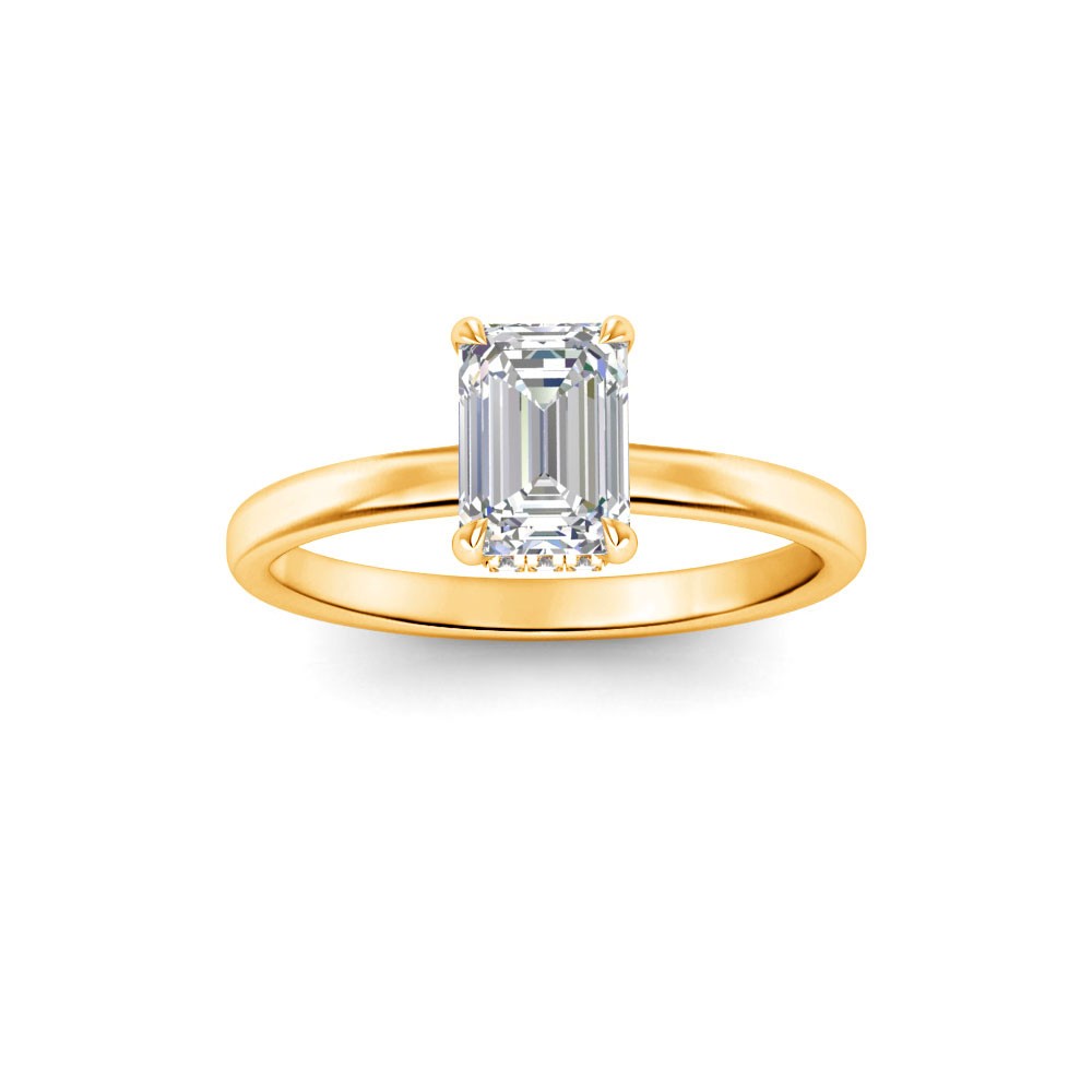 1.5 Ct Emerald Lab Diamond & .06 Ctw Diamond Secret Halo Solitaire Ring