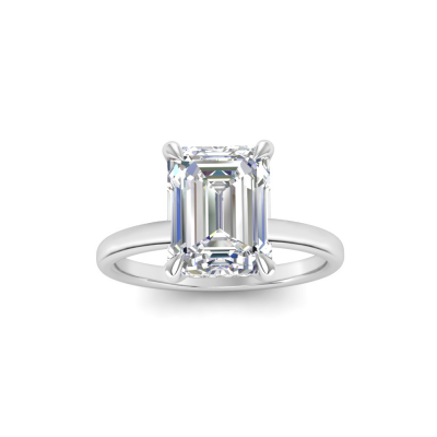3.60 Ct Emerald CZ Secret Halo Solitaire Ring
