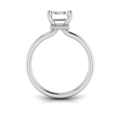 3.60 Ct Emerald CZ Secret Halo Solitaire Ring