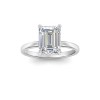 2 Ct Emerald Cut Moissanite & .10 Ctw Diamond Secret Halo Engagement Ring
