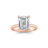 2.5 Ct Emerald Cut Moissanite & .10 Ctw Diamond Secret Halo Engagement Ring