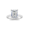 2.5 Ct Emerald Cut Moissanite & .10 Ctw Diamond Secret Halo Engagement Ring
