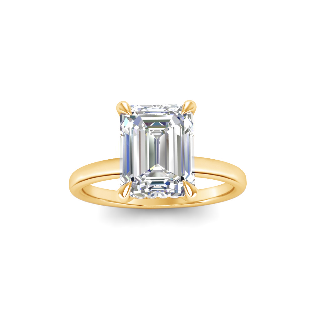 2.10 Ctw Emerald CZ Secret Halo Engagement Ring