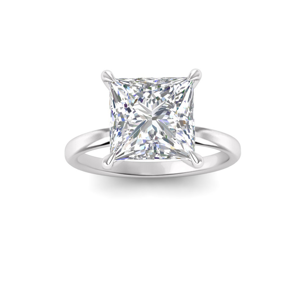 3.60 Ct Princess CZ Secret Halo Solitaire Ring