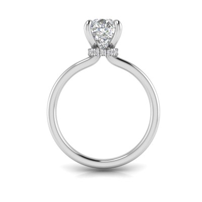 1 Ct Pear Moissanite & .06 Ctw Diamond Secret Halo Solitaire Ring