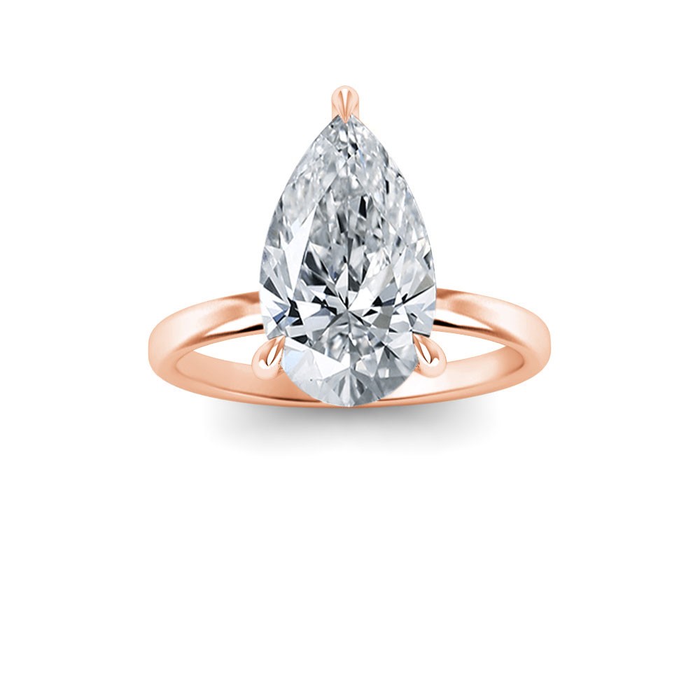 3 Ct Pear Lab Diamond & .06 Ctw Diamond Secret Halo Solitaire Ring