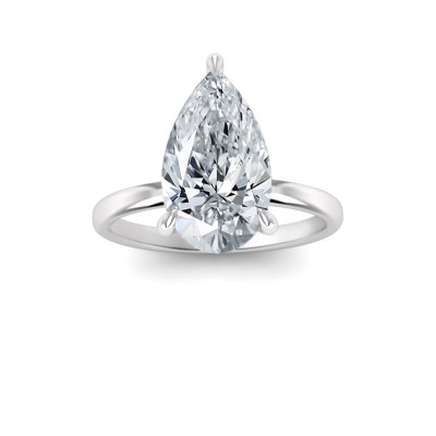 3.60 Ct Pear CZ Secret Halo Solitaire Ring