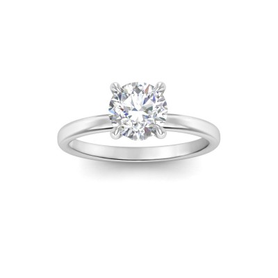1.25 Ct Round Moissanite & .10 Ctw Diamond Secret Halo Solitaire Ring