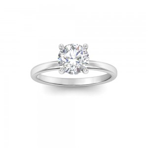 1.25 Ct Round Moissanite & .10 Ctw Diamond Secret Halo Solitaire Ring