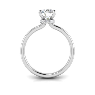 1.25 Ct Round Moissanite & .10 Ctw Diamond Secret Halo Solitaire Ring