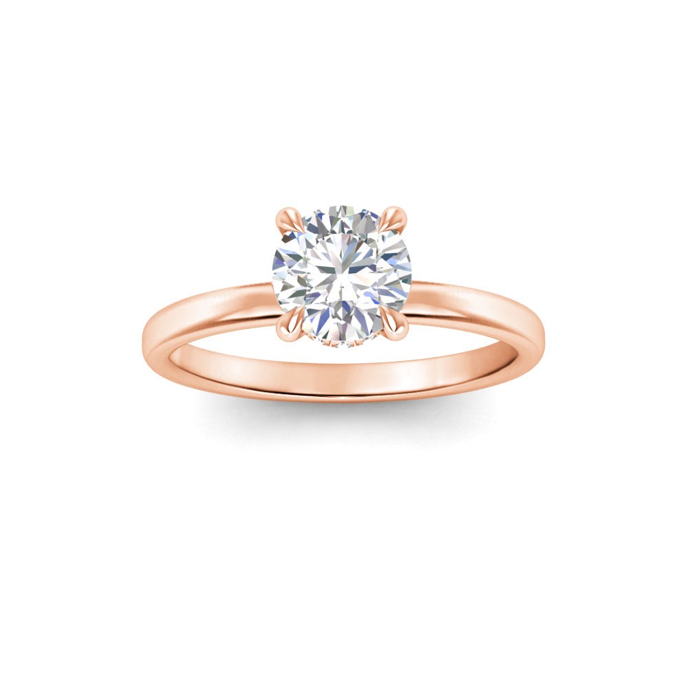 1 Ct Round Lab Diamond & .06 Ctw Diamond Secret Halo Solitaire Ring