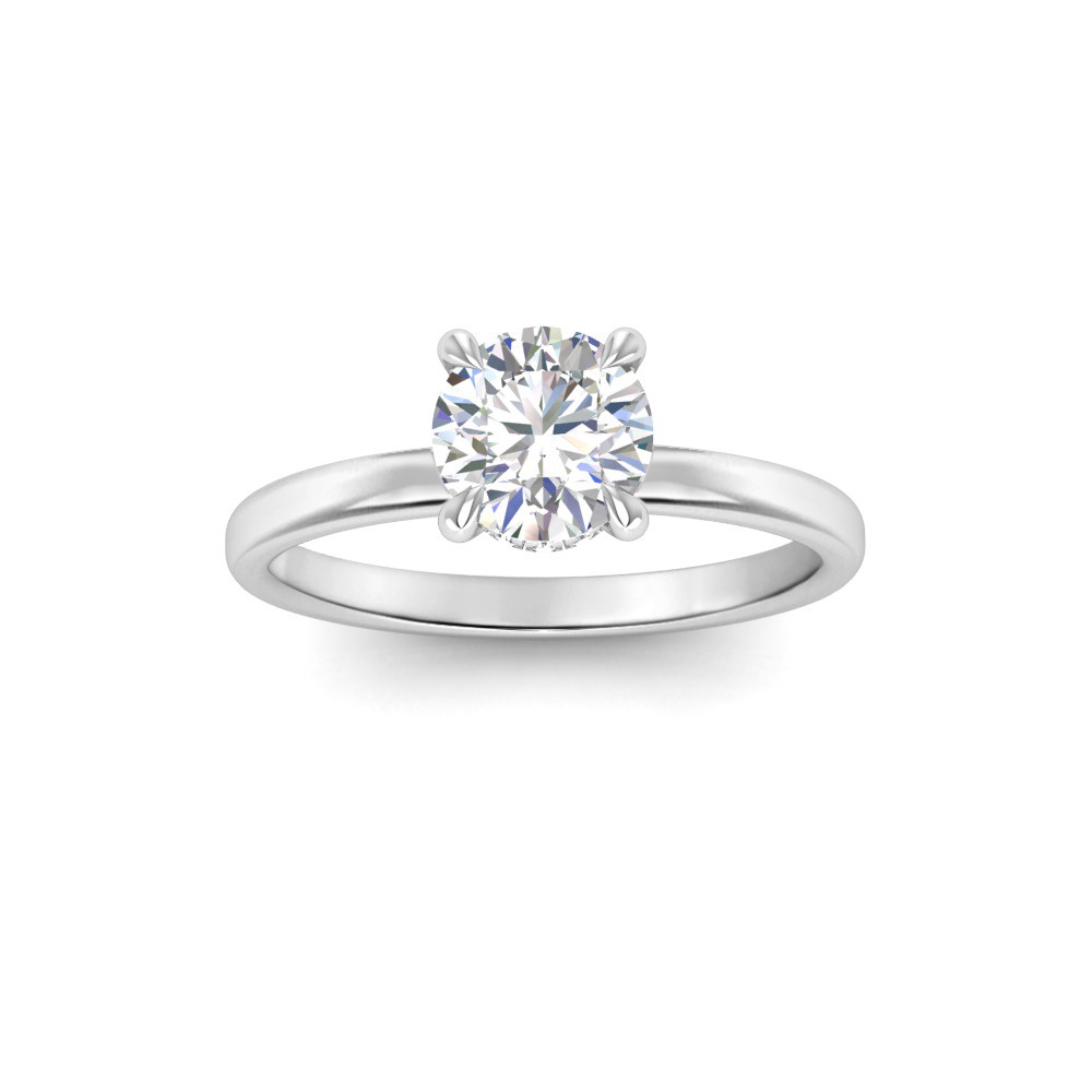 1 Ct Round Lab Diamond & .06 Ctw Diamond Secret Halo Solitaire Ring
