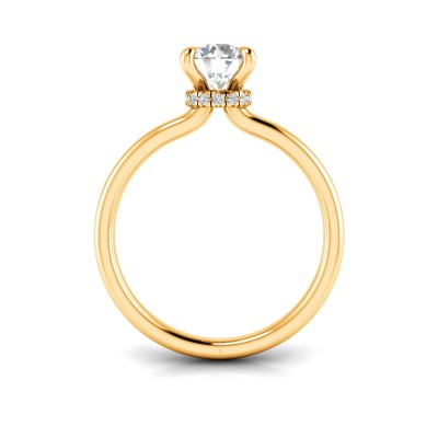 1 Ct Round Lab Diamond & .06 Ctw Diamond Whisper Secret Halo Solitaire Ring