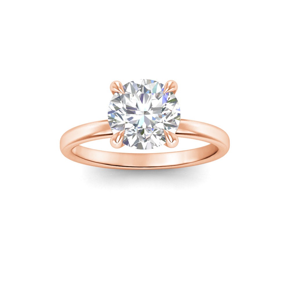 2.5 Ct Round Moissanite & .06 Ctw Diamond Secret Halo Solitaire Ring