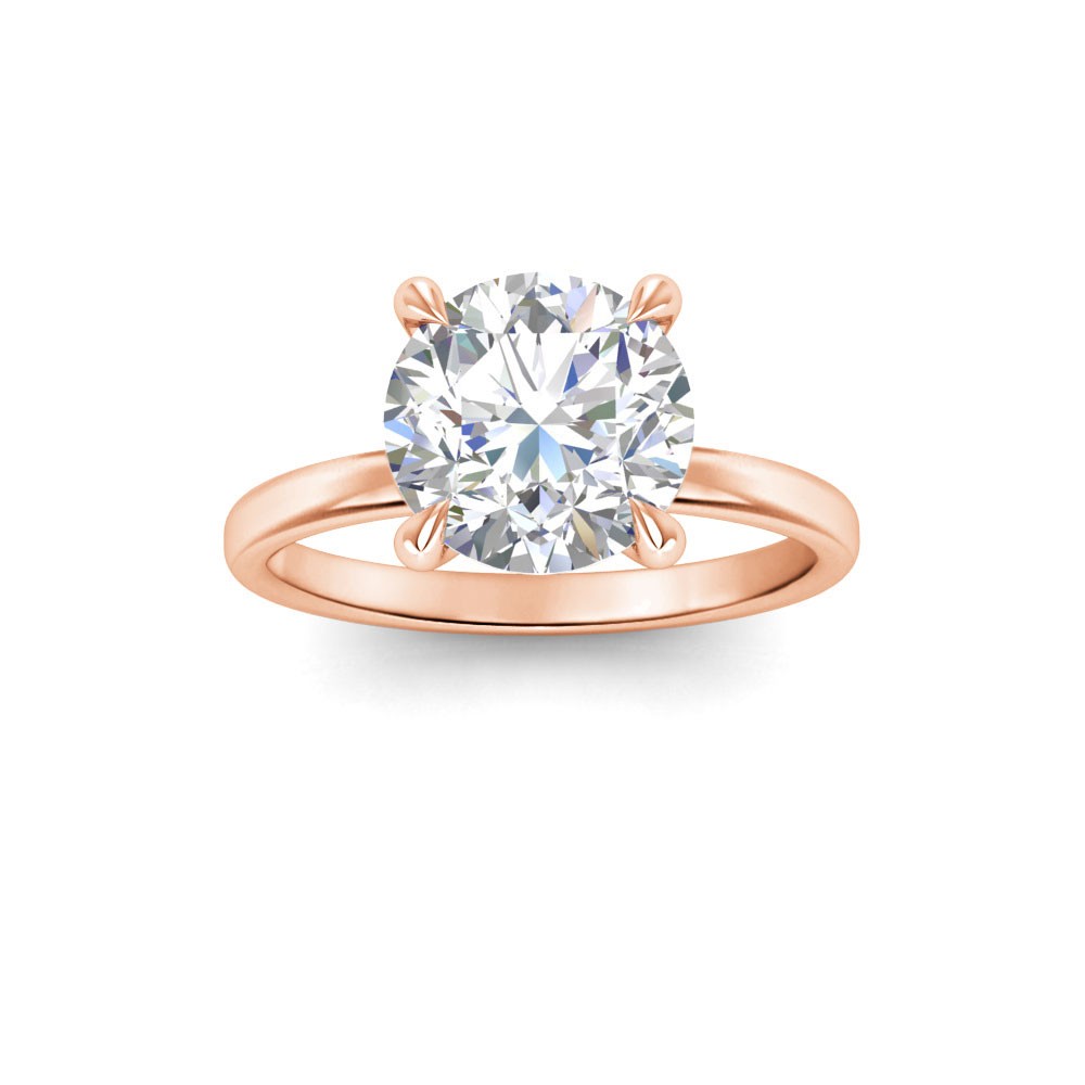 5 Ct Round Lab Diamond & .10 Ctw Diamond Secret Halo Solitaire Ring