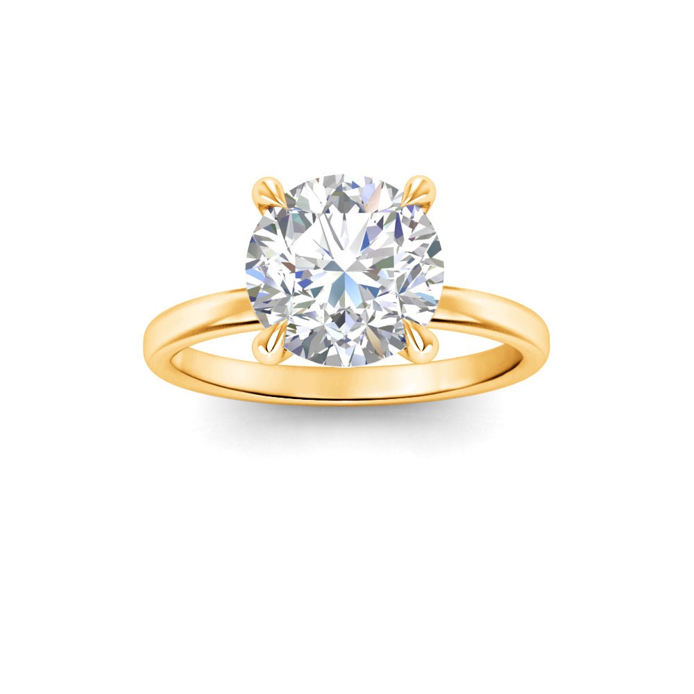 4 Ct Round Lab Diamond & .10 Ctw Diamond Secret Halo Solitaire Ring