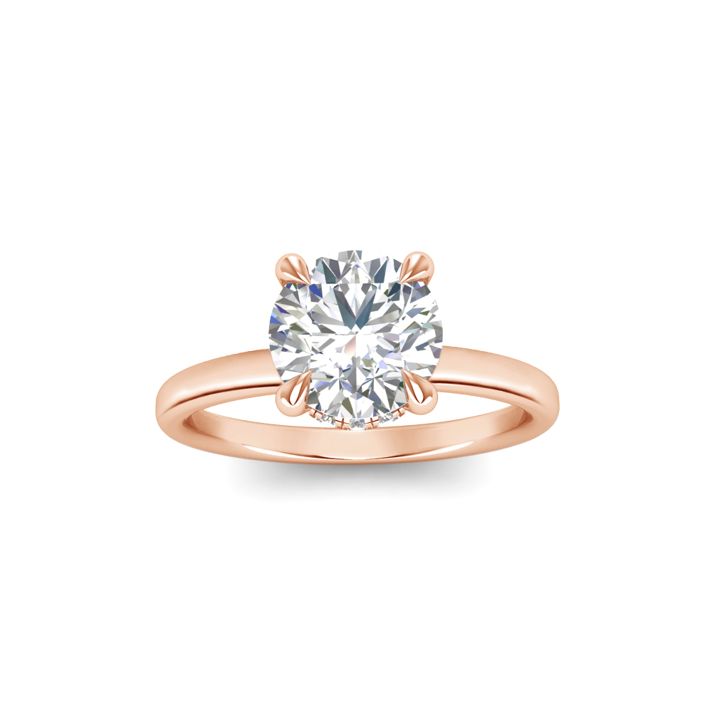 2 Ct Round Moissanite & .10 Ctw Diamond Secret Halo Solitaire Ring