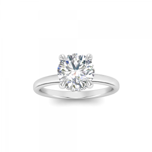 2 Ct Round Moissanite & .10 Ctw Diamond Secret Halo Solitaire Ring