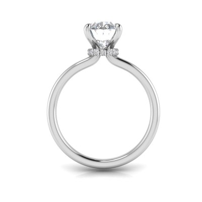 1.06 Ctw Oval Diamond Whisper Secret Halo Solitaire Ring