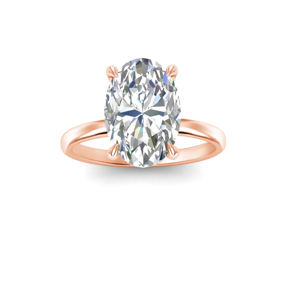 4 Ct Oval Lab Diamond & .10 Ctw Diamond Secret Halo Solitaire Ring