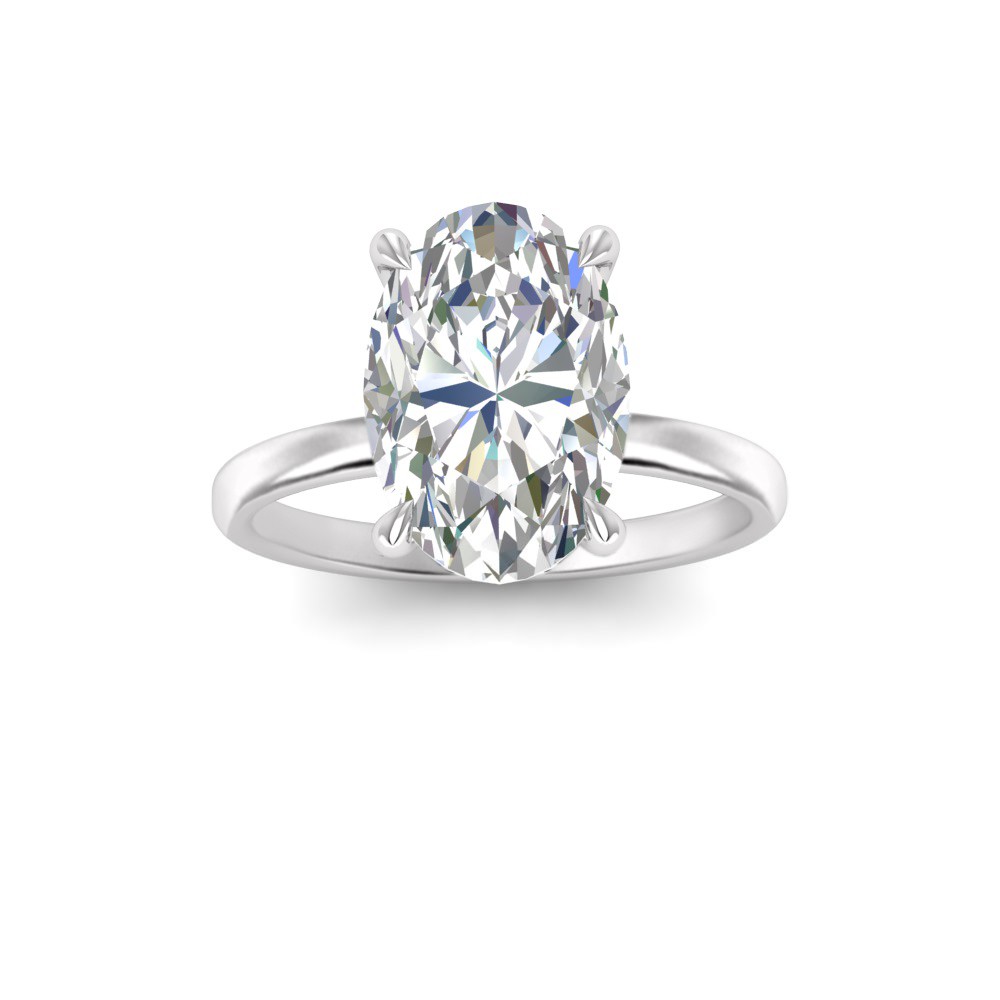 3.60 Ct Oval CZ Secret Halo Solitaire Ring