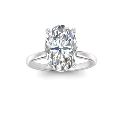 3.60 Ct Oval CZ Secret Halo Solitaire Ring