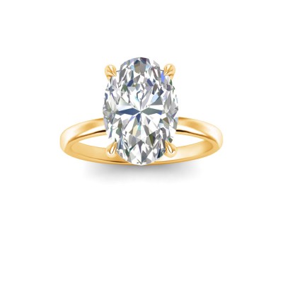 3.5 Ct Oval Lab Diamond & .10 Ctw Diamond Secret Halo Solitaire Ring