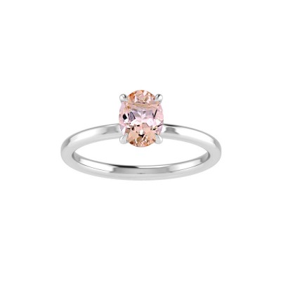 .75 Ct Oval Morganite Solitaire Ring