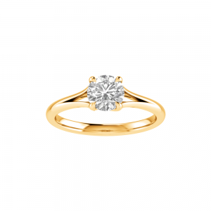 1 Ct Round Lab Diamond Split Shank Solitaire Engagement Ring