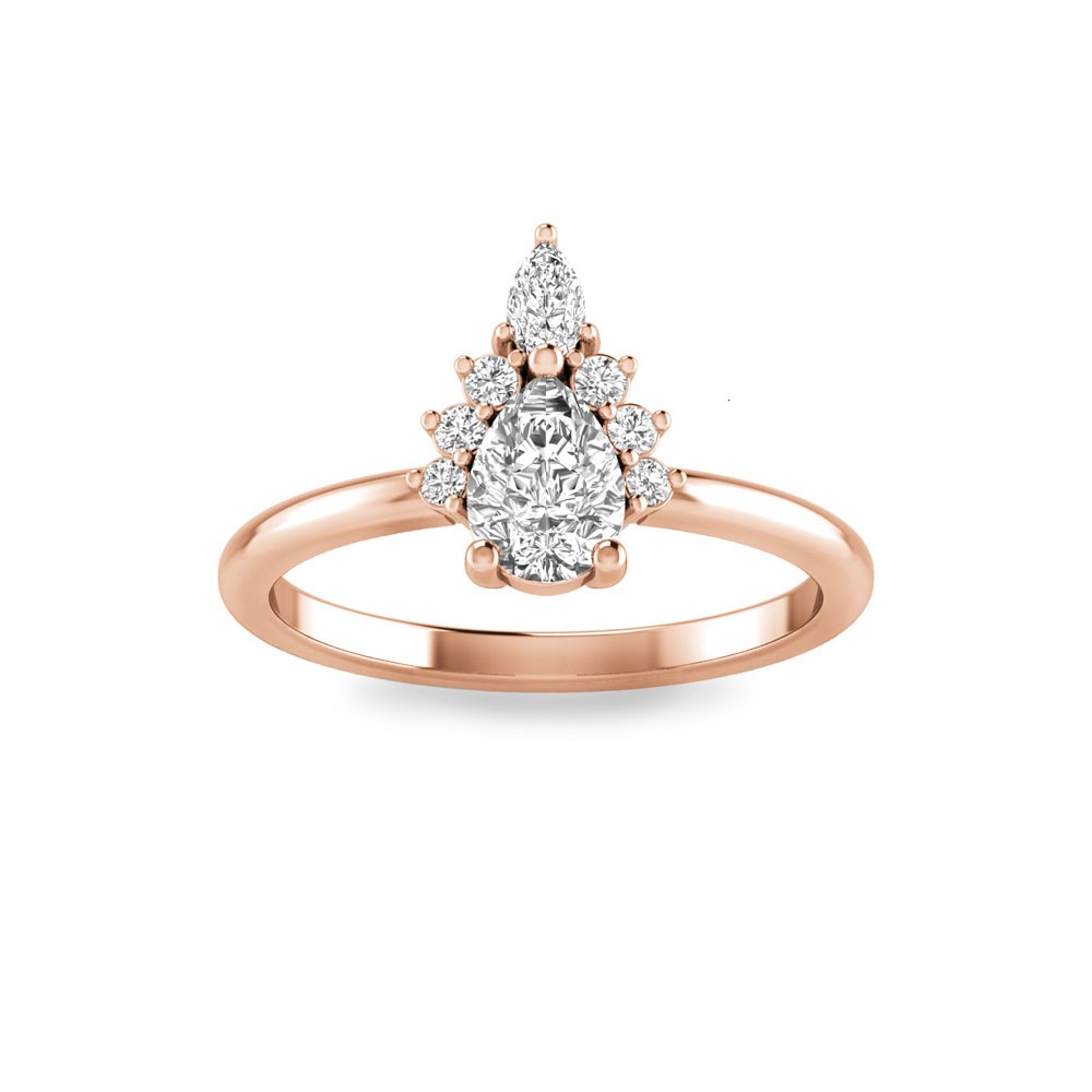 1 Ctw Pear CZ Teardrop Half Halo Engagement Ring