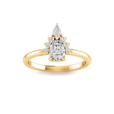 1 Ctw Pear Diamond Teardrop Half Halo Engagement Ring