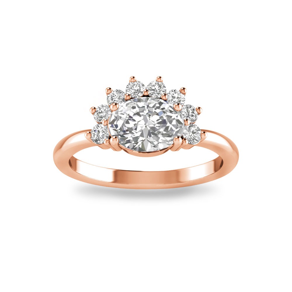 2 Ct Oval CZ Vintage Half Halo Engagement Ring